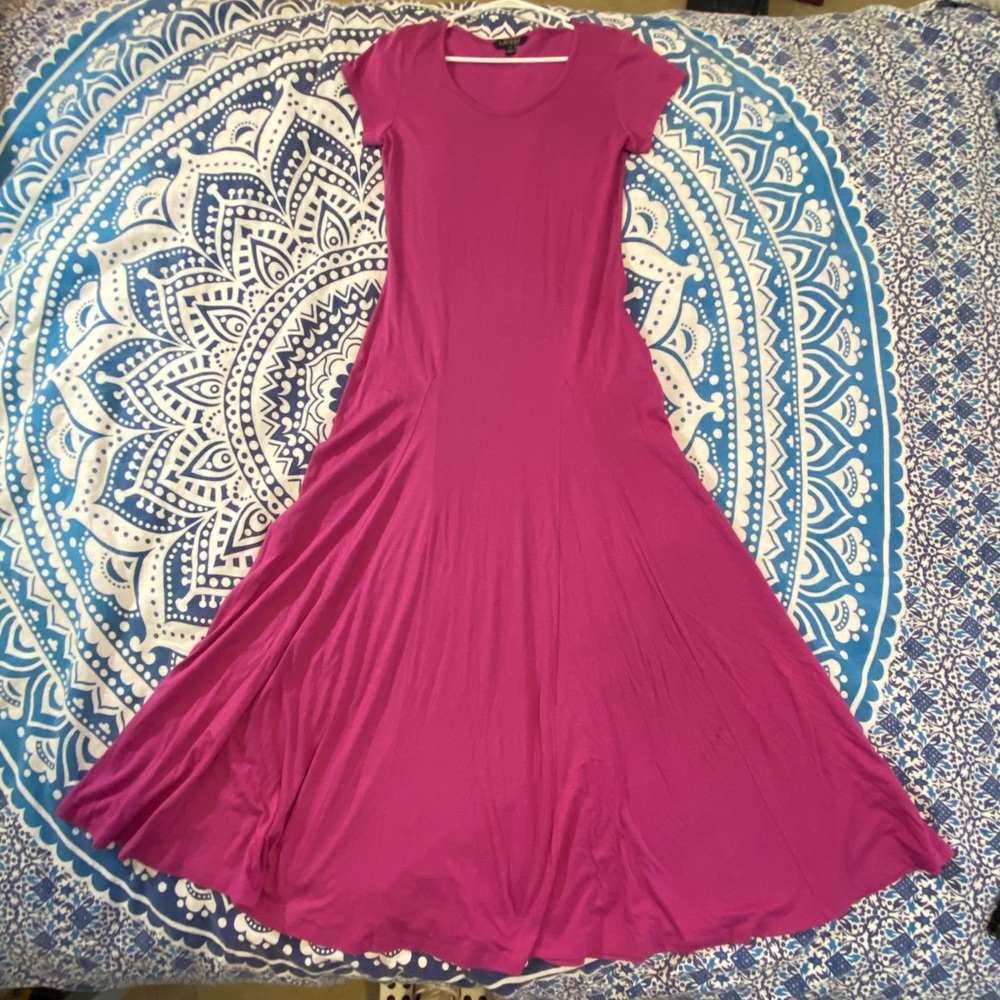 BEAUTIFUL!💚👗LAUREN RALPH LAUREN HOT PINK MAXI DRESS👗💚EUC ABSOLUTELY GORGEOUS